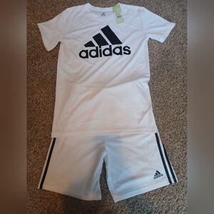 Adidas Kids White and Black Logo T-Shirt
